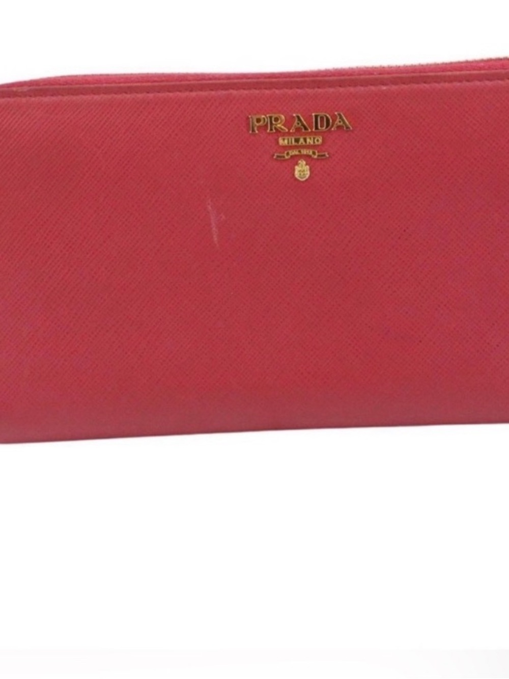 Prada Saffiano Zip Around Wallet - Rose Pink with Gold Logo